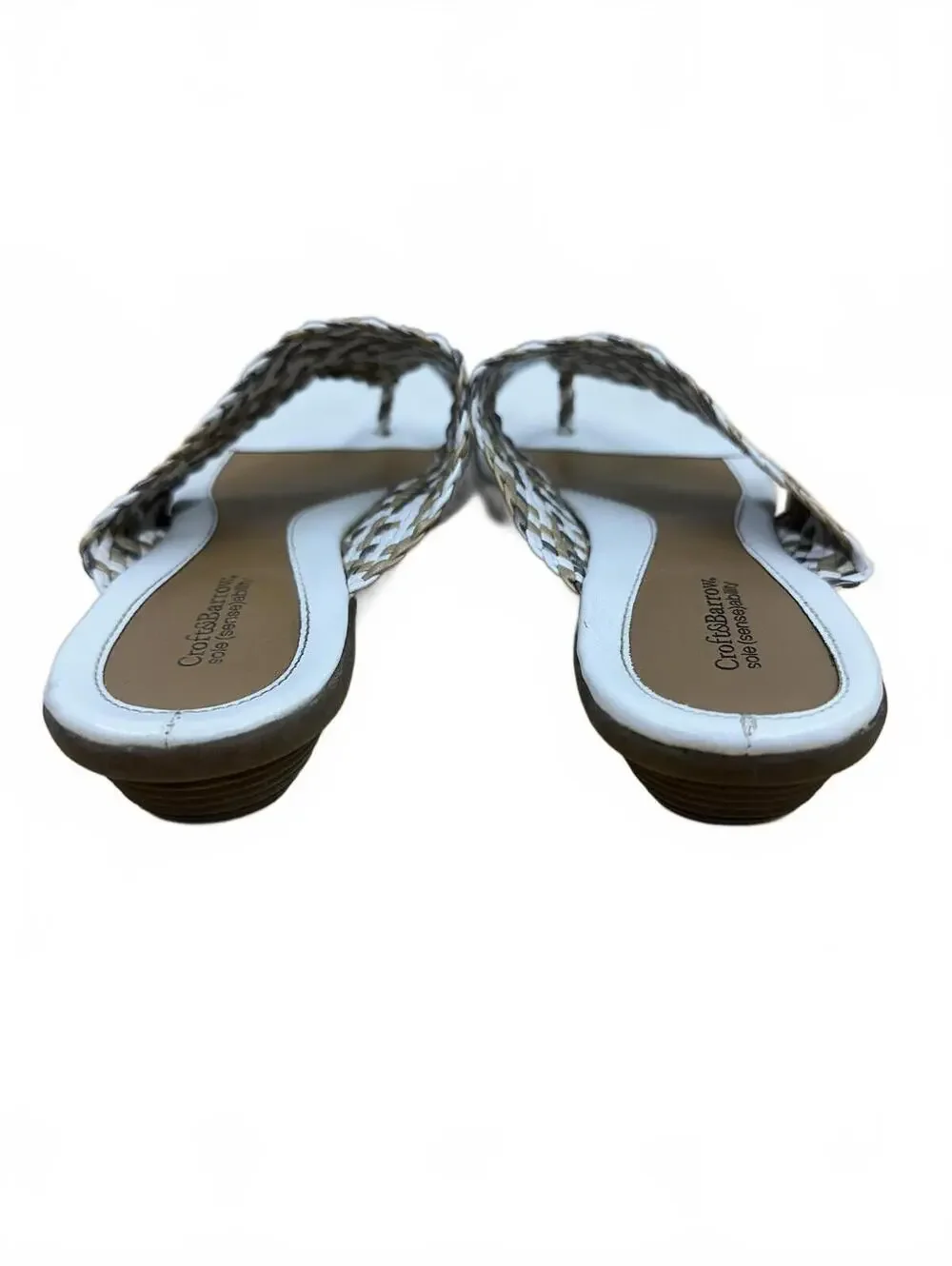 Croft & Barrow Woven Slide Sandals White and Beige‎ Casual Summer Flats